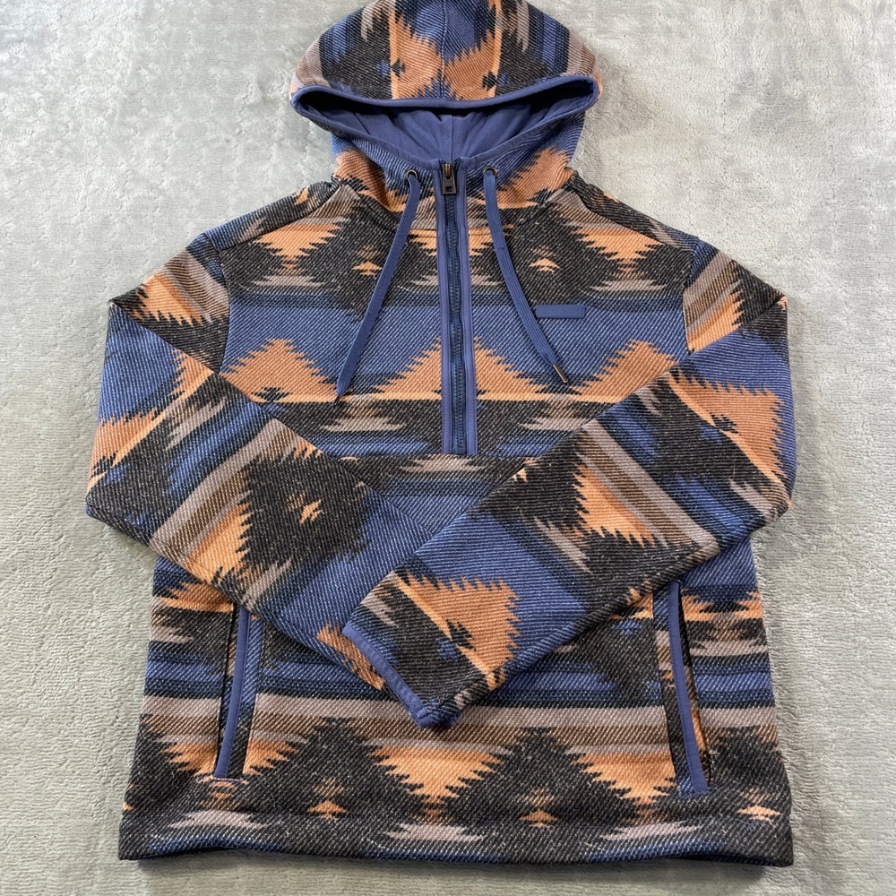 Cinch Quarter Zip Hoodie Pullover Womens Small Blue Southwestern Aztec Western